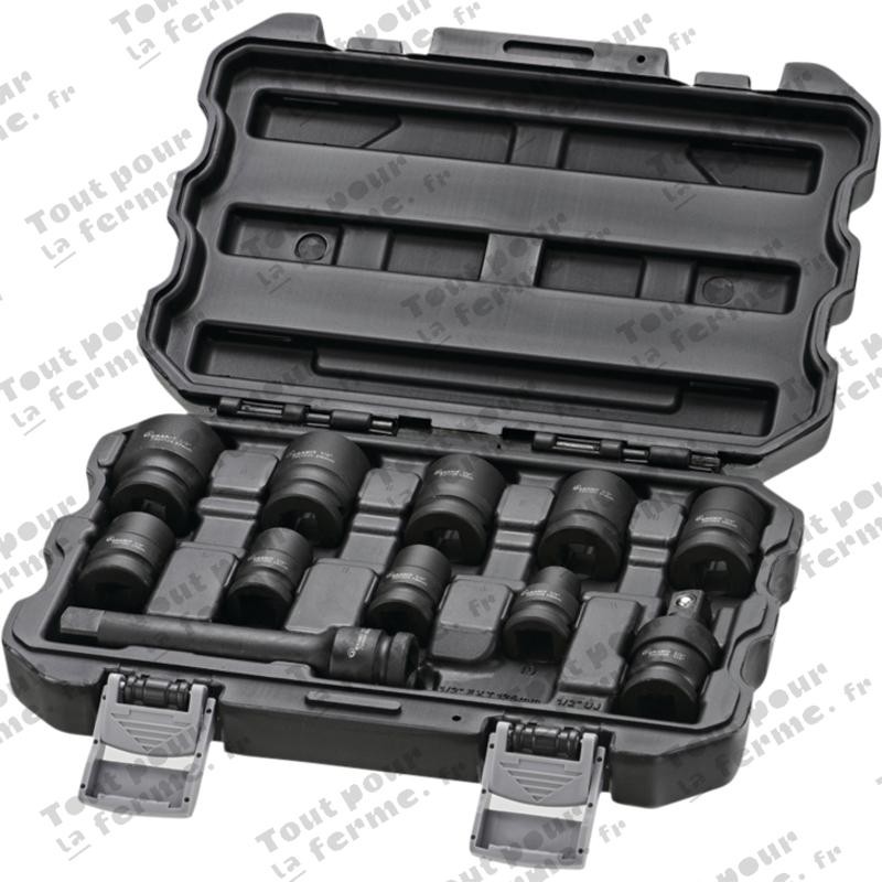 Jeu de douilles à chocs 1/2", 6 pans