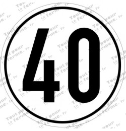 Panneau de limitation de vitesse 40 km/h